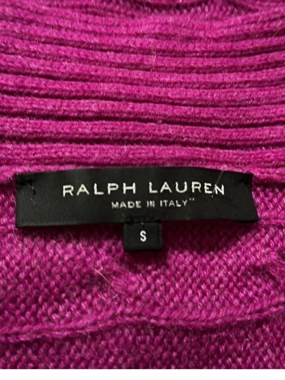 Ralph Lauren Magenta Off-the-Shoulder 100% Cashmere Sweater Sz S - Picture 5 of 6